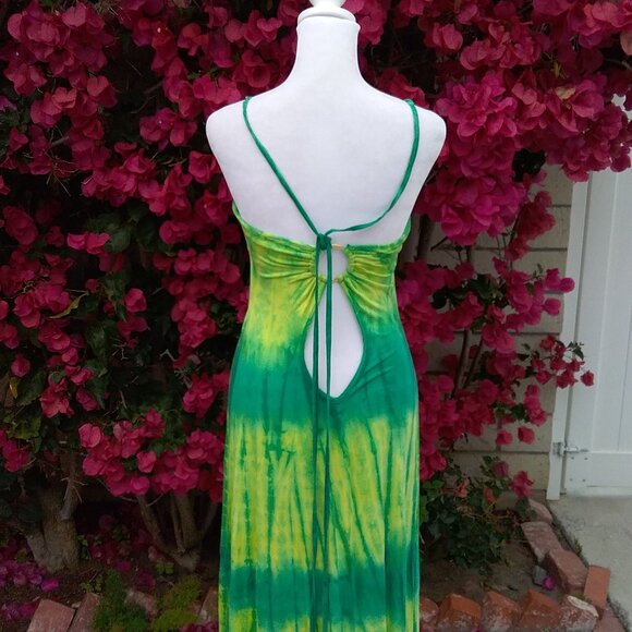 Michelle Jones Dress Women's Maxi Size Med Green Tie-Dye Festival - Picture 6 of 8